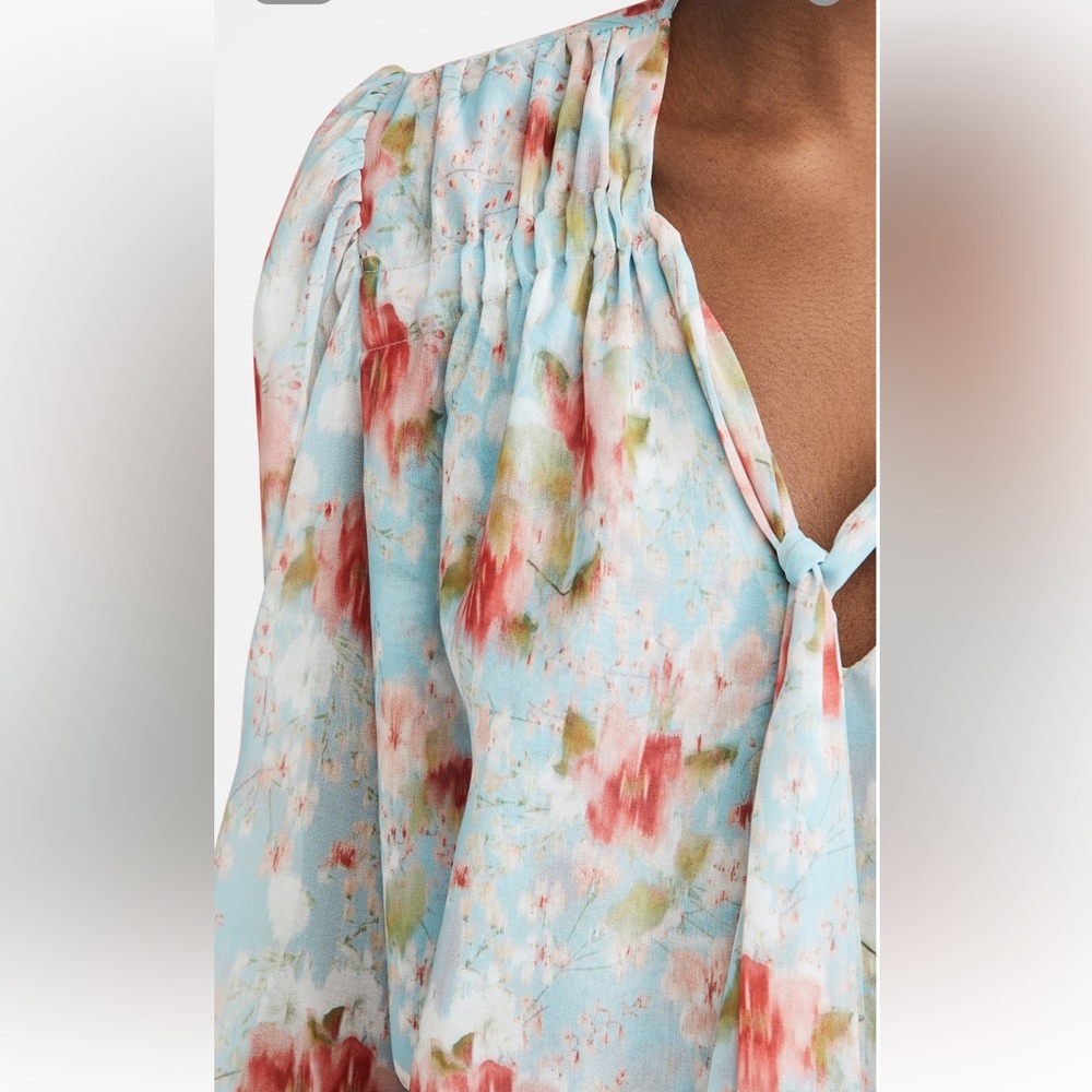 MISA Los Angeles Ceyla Floral Tie-Neck Top